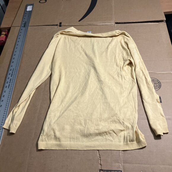 Chicos Yellow Cardigan Sweater, Women's Size 1 Ribbed V Neck, Button Up, Spring - Picture 11 of 12